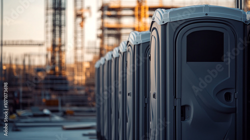 portable toilets on the construction site