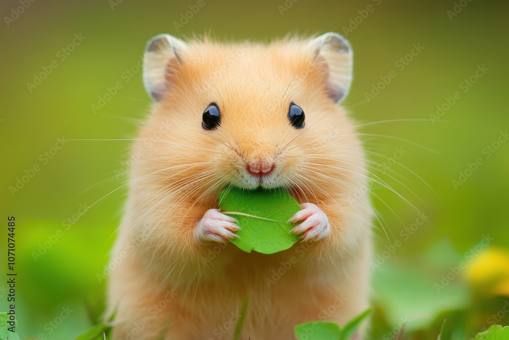 European hamster in a meadow consuming food in Austria European hamster in a meadow consuming food in Austria