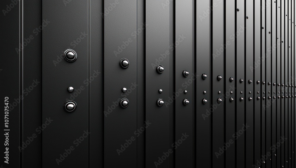 Abstract Black Surface with Rows of Metal Studs Abstract Black Surface with Rows of Metal Studs