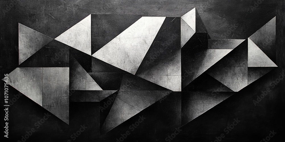 Geometric Abstract Artwork Featuring Intricate Patterns of Black and White Shapes in a Modern Artistic Expression Geometric Abstract Artwork Featuring Intricate Patterns of Black and White Shapes in a Modern Artistic Expression