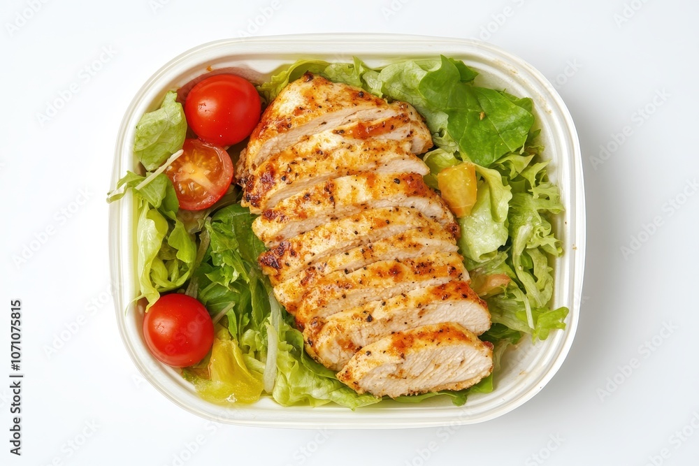 Grilled chicken with greens Nutritious meal low carb diet lunch idea Overhead shot on light backdrop Grilled chicken with greens Nutritious meal low carb diet lunch idea Overhead shot on light backdrop