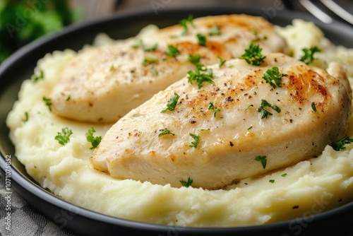 Grilled chicken with mashed potatoes