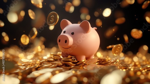 Save money wisely with your piggy bank for future investments photo