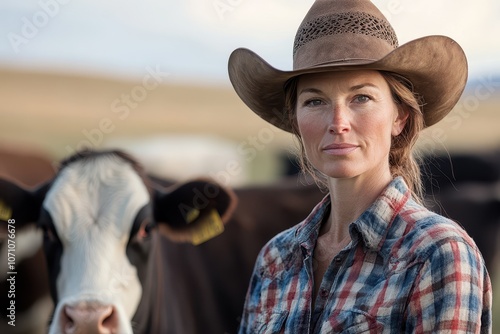 Image of a woman with her cattle