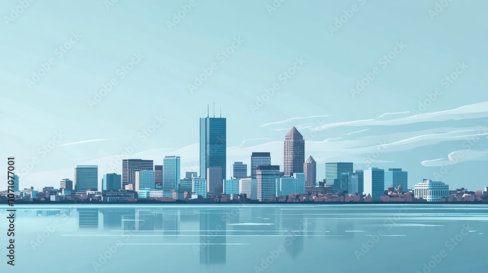 Fototapeta premium Explore the stunning skyline reflections of modern architecture in urban landscapes