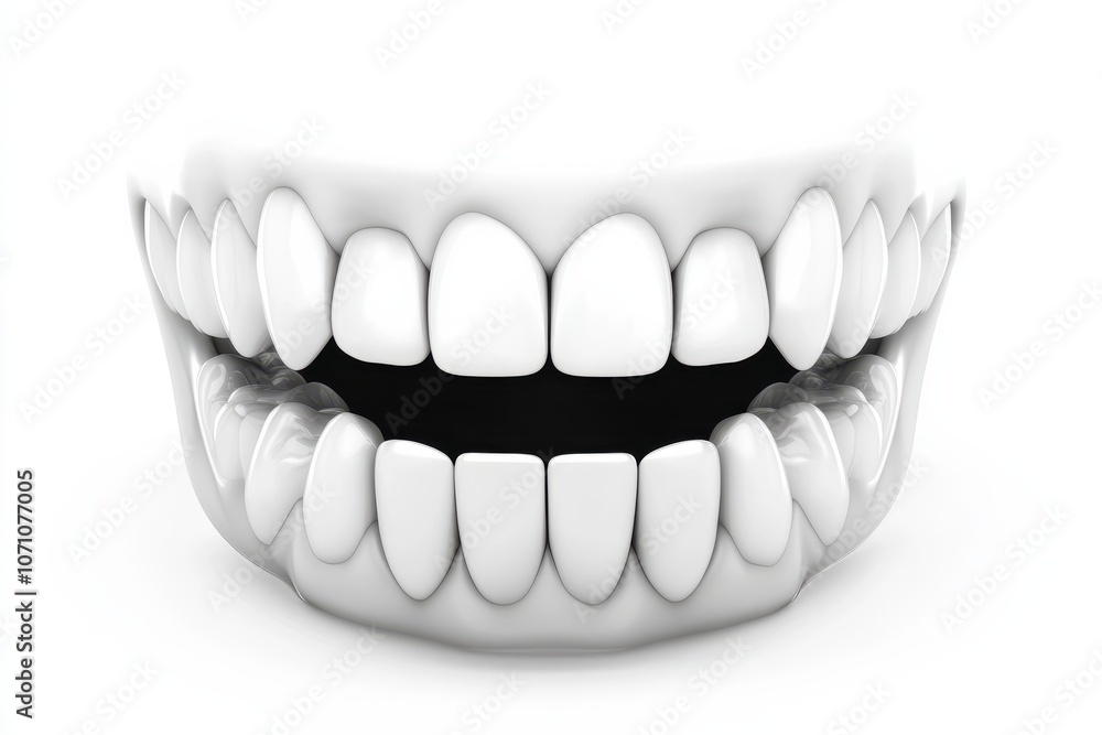 Fototapeta premium 3D Render of Teeth Model, Front View on White Background