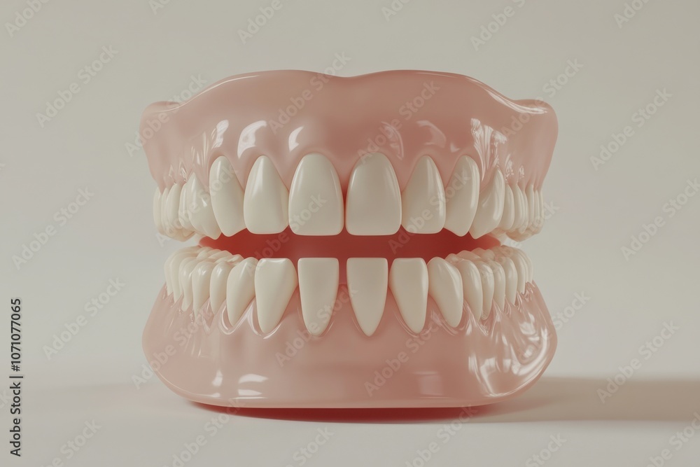 Obraz premium 3D Render of Teeth Model, Front View on White Background