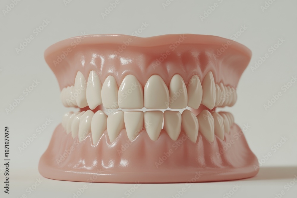 Obraz premium 3D Render of Teeth Model, Front View on White Background