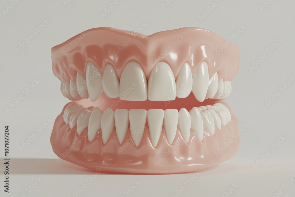 Obraz premium 3D Render of Teeth Model, Front View on White Background