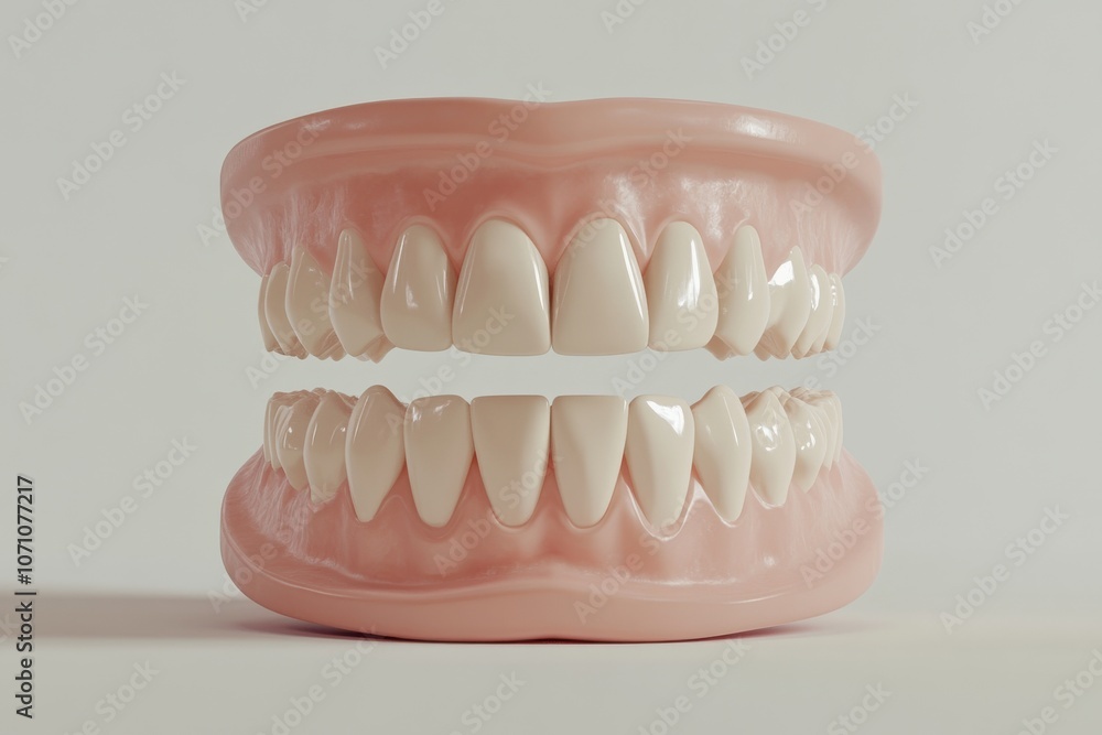 Obraz premium 3D Render of Teeth Model, Front View on White Background