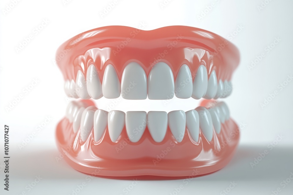 Obraz premium 3D Render of Teeth Model, Front View on White Background