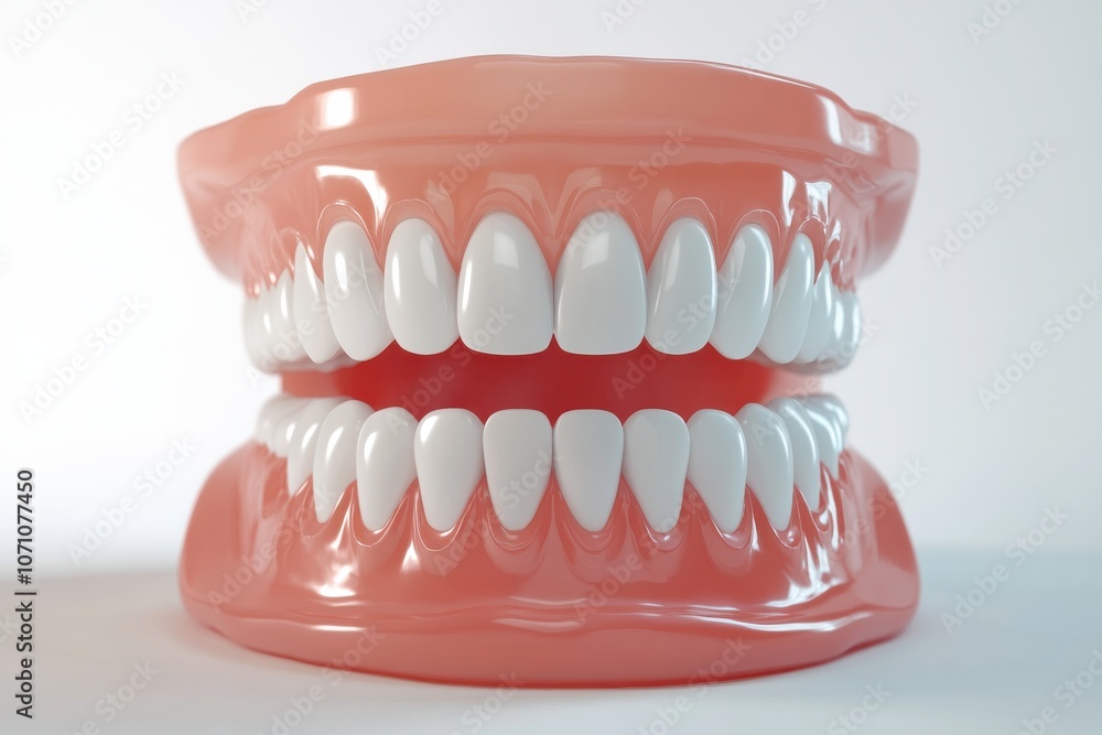 Obraz premium 3D Render of Teeth Model, Front View on White Background