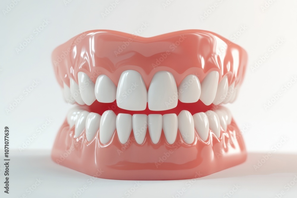 Fototapeta premium 3D Render of Teeth Model, Front View on White Background