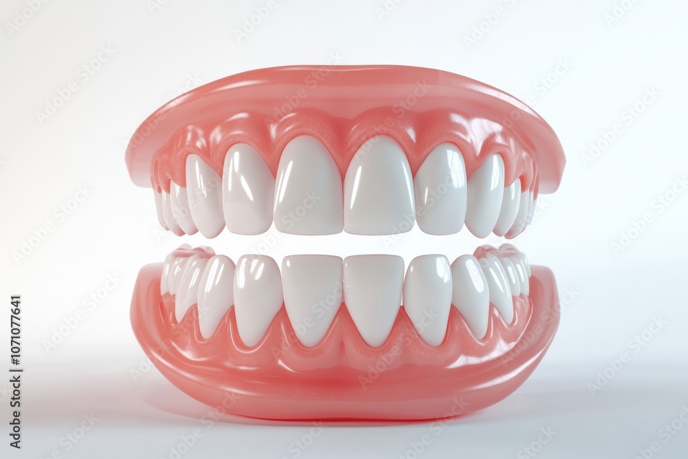 Obraz premium 3D Render of Teeth Model, Front View on White Background