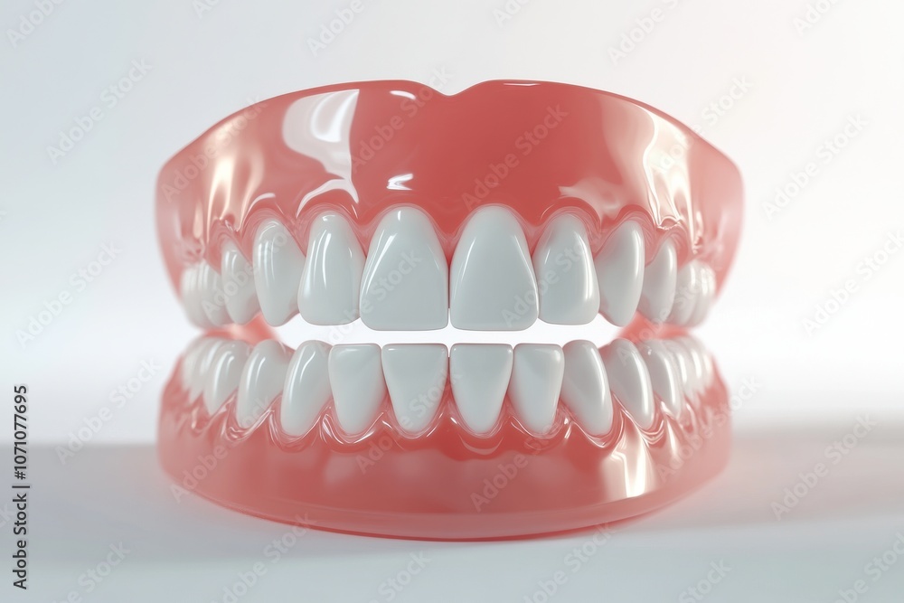 Obraz premium 3D Render of Teeth Model, Front View on White Background