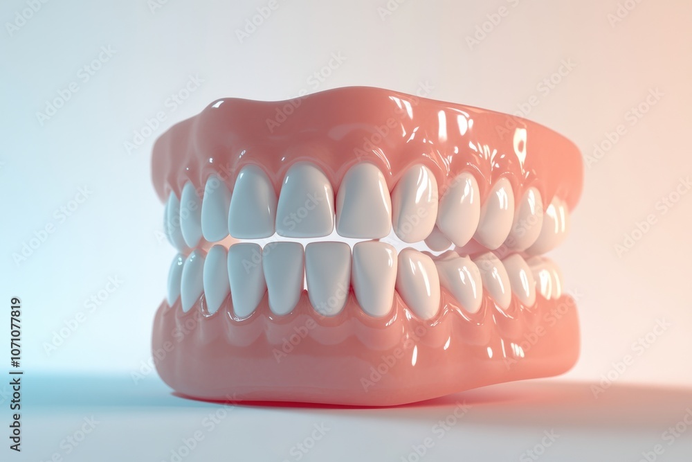 Obraz premium 3D Render of Teeth Model, Front View on White Background