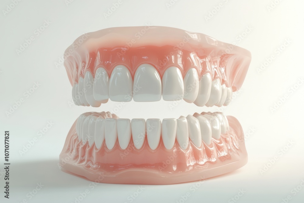 Obraz premium 3D Render of Teeth Model, Front View on White Background