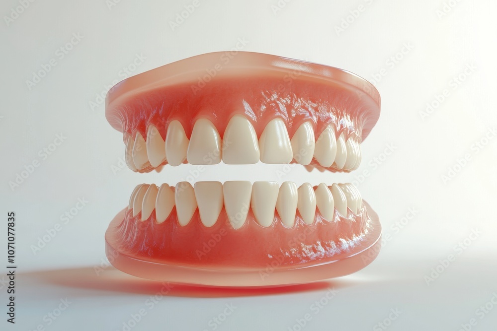 Fototapeta premium 3D Render of Teeth Model, Front View on White Background