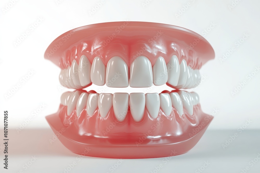 Obraz premium 3D Render of Teeth Model, Front View on White Background