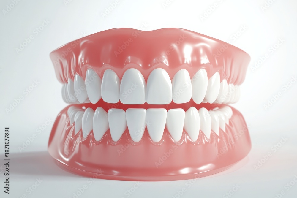 Fototapeta premium 3D Render of Teeth Model, Front View on White Background