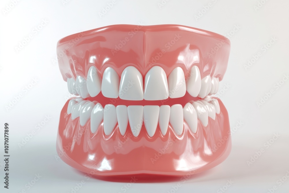 3D Render of Teeth Model, Front View on White Background 3D Render of Teeth Model, Front View on White Background