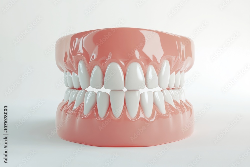 Obraz premium 3D Render of Teeth Model, Front View on White Background