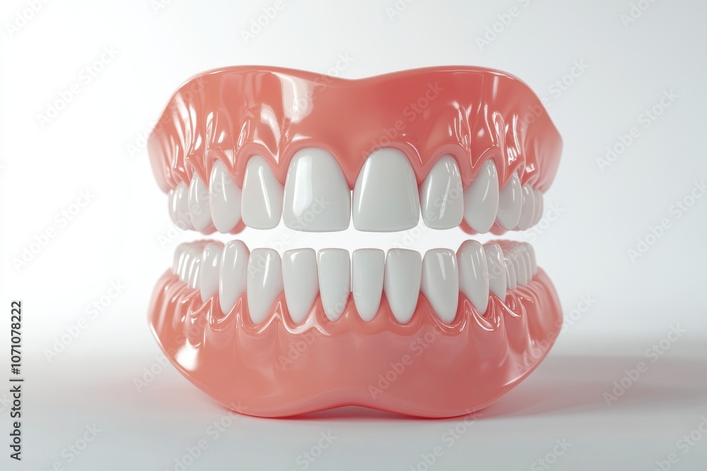 Obraz premium 3D Render of Teeth Model, Front View on White Background