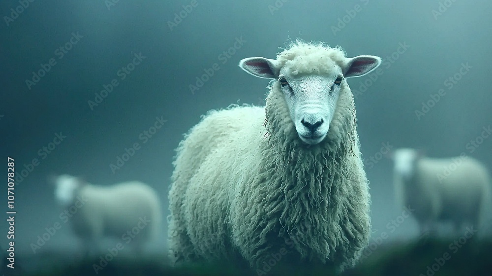 custom made wallpaper toronto digital  A flock of sheep grazing in a verdant pasture during a hazy morning