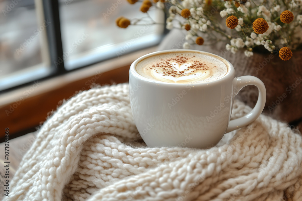 A person enjoys a warm cup of coffee while taking a cozy break from work on a chilly afternoon A person enjoys a warm cup of coffee while taking a cozy break from work on a chilly afternoon