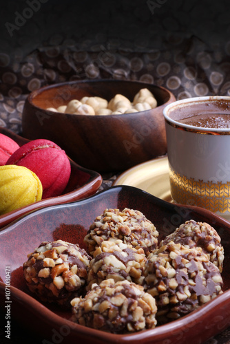 Hazelnut, krokan,coffee and hazelnuts bomb