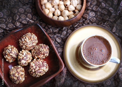 Hazelnut, krokan,coffee and hazelnuts bomb