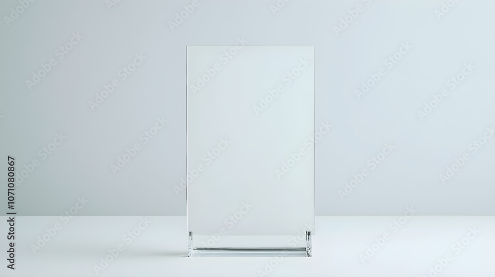A blank menu sheet in a transparent acrylic or glass stand A blank menu sheet in a transparent acrylic or glass stand