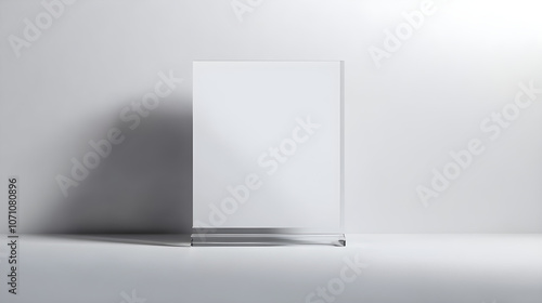 A blank menu sheet in a transparent acrylic or glass stand