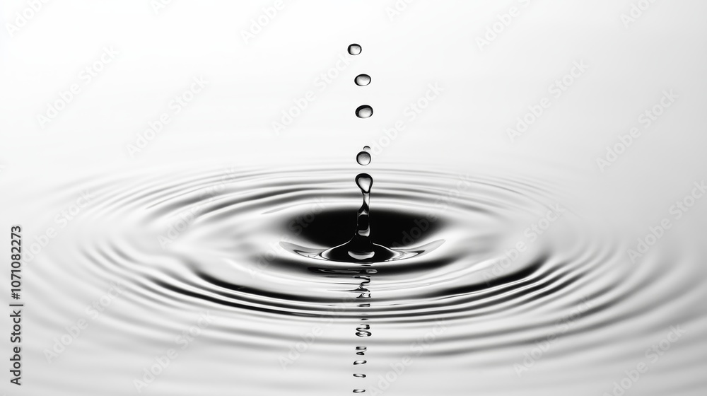A circular splash of water in an abstract pattern, with droplets scattered outward, creating a sense of movement against a solid white background A circular splash of water in an abstract pattern, with droplets scattered outward, creating a sense of movement against a solid white background