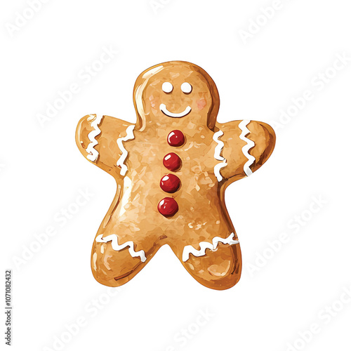 Watercolor Gingerbread Man Cookies -Christmas cookies on transparent background.Perfect for invites, Christmas cards, sublimation designs, wall art.