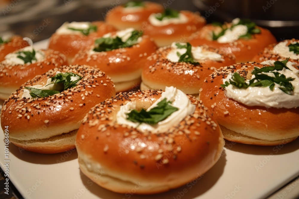 Toasted sesame bagel and cream cheese Toasted sesame bagel and cream cheese