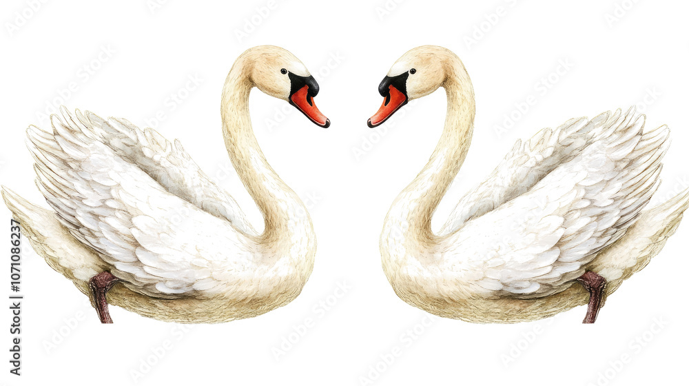 Fototapeta premium Elegant Swans Representing Harmony and Beauty in a Serene Setting Generative AI
