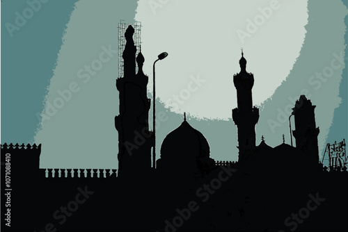 MESQUITA SILUETA MEDIO ORIENTE EGIPTO