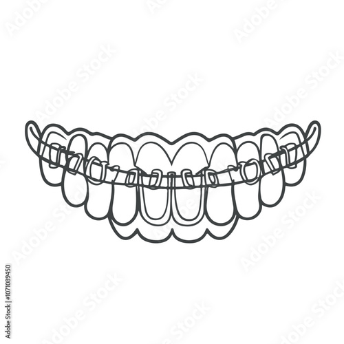 Professional Braces Line Icon for International Dentist Day Concept