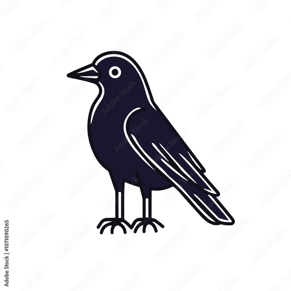 Fototapeta premium Scary Crow Line Icon for Halloween Designs