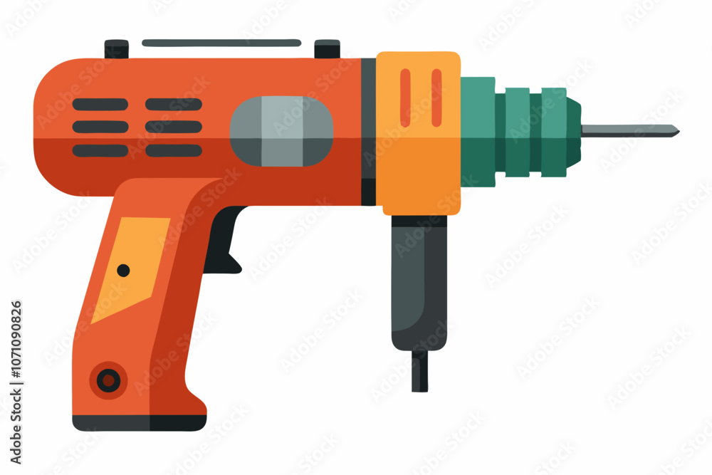 Hammer drill close-up on a white background vector illustration Hammer drill close-up on a white background vector illustration