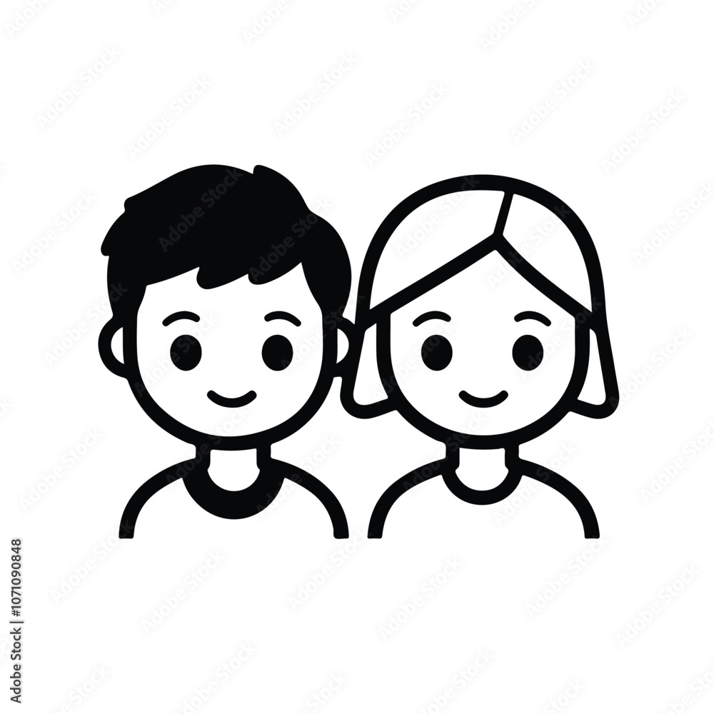 Kids Icon Pair on White Background, Child Symbol Design Kids Icon Pair on White Background, Child Symbol Design