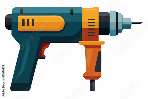  Hammer drill close-up on a white background vector illustration