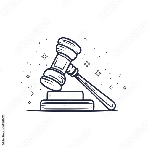 Gavel Line Icon Vector Logo for Legal and Justice Concepts