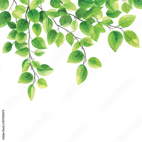 Fresh Green Leaf Tree Background Vector Illustration