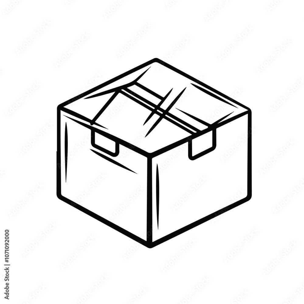 Modern Line Style Open Box Icon Logo Design