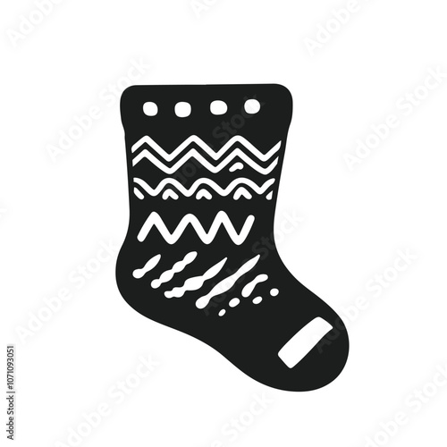 Knitted Sock Icon with Wave Decoration for Creative Designs