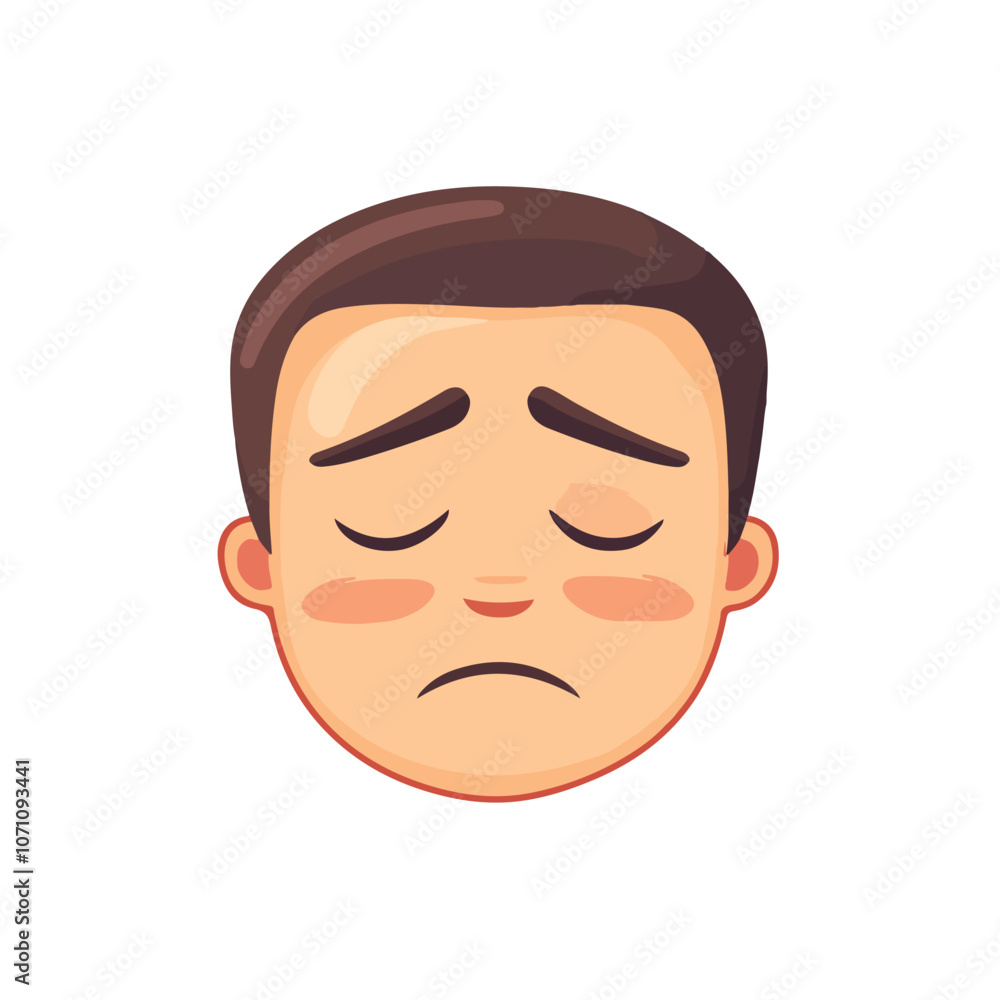 Fototapeta premium Tired Sweat Face Emoticon Icon with Editable Stroke