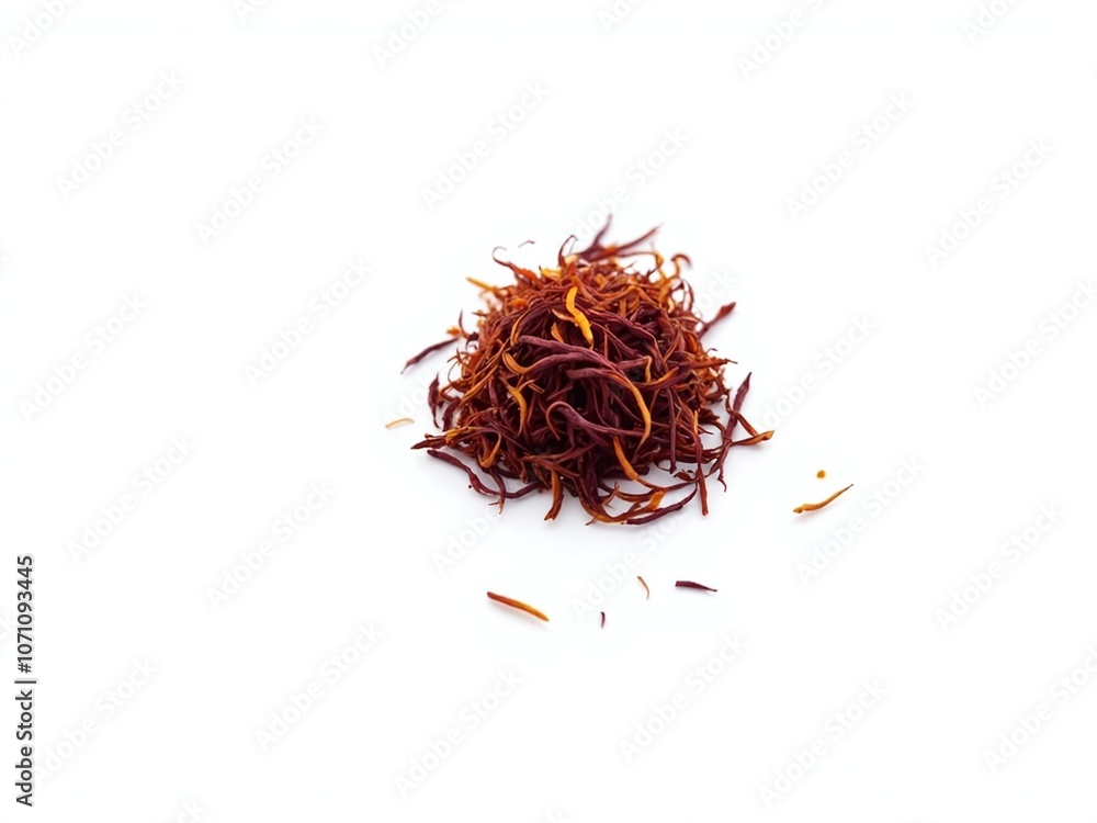 Fototapeta premium High-Quality Saffron Threads Isolated on a White Background