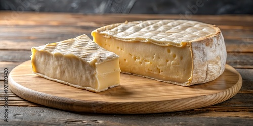 Traditional Neufchatel cheese from France with a creamy texture, perfect for cheese boards and snacks, Neufchatel, cheese, dairy photo